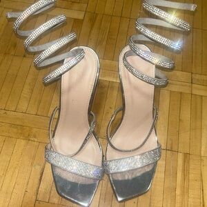 High heels silver sparkly